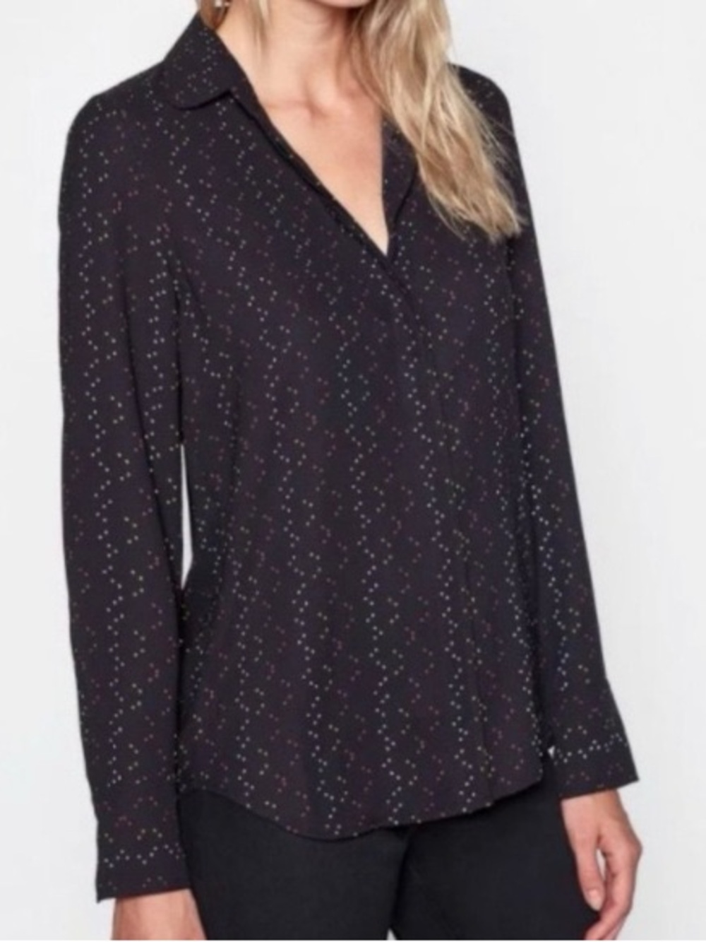 Equipment Black Dot-Print Button-Down Blouse- 80% off MSRP!!!